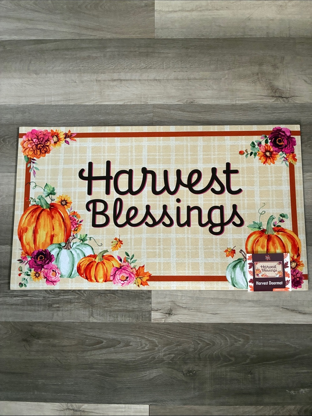 NWT- Harvest Blessings- Fall Doormat with Anti Skid Rubber Back 16x28